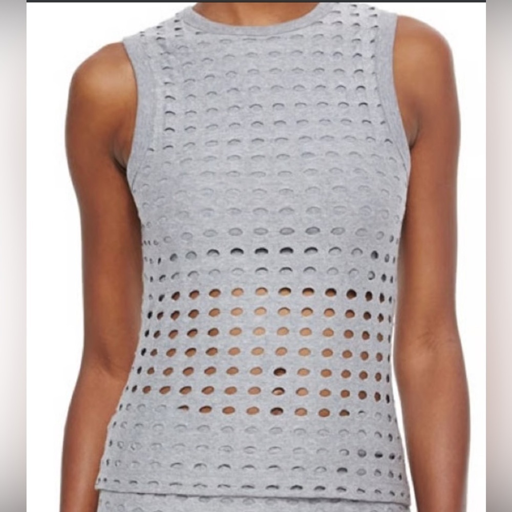Alexander Wang Circular Hole Jersey Sleeveless Perforated Tank Size Small